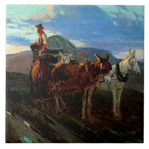 Carreau Frank T Johnson Art occidental "Californie ou Oreg