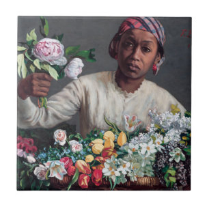 Carreau Frederic Bazille - Jeune Femme avec Pivoines
