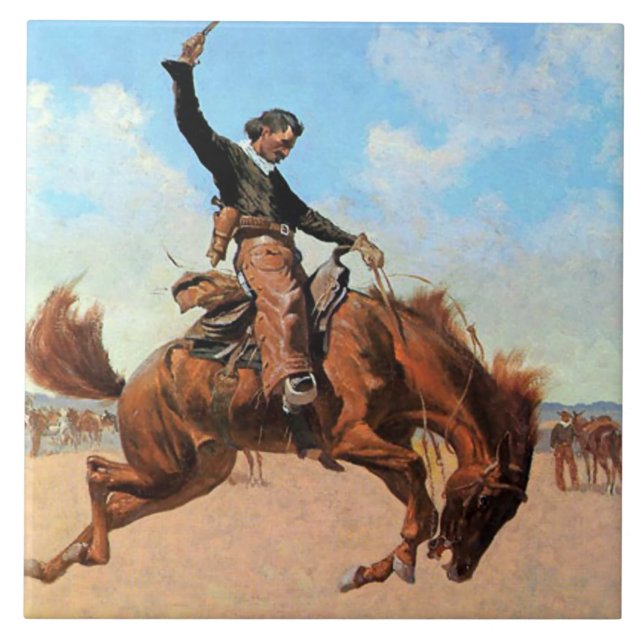 Carreau Frederic Remington Art occidental “Dompteur de Bro (Devant)