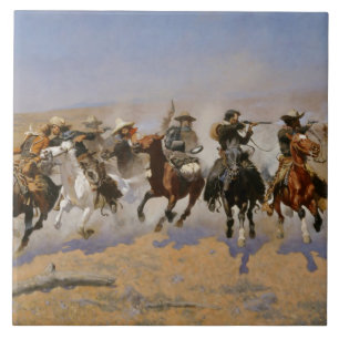 Carreau Frédéric Remington Peinture "Dash For The Timber"
