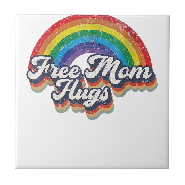 Carreau Free Mom Hugs Rainbow Heart LGBT Drapeau LGBT Prid (Devant)