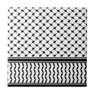 Carreau Free Palestine Keffiyeh motif noir et blanc