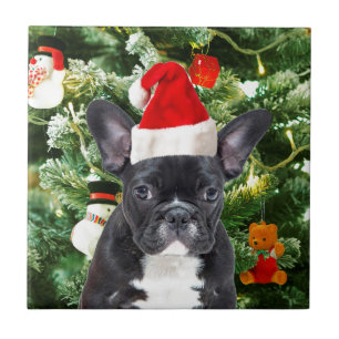 Carreau French Bulldog Arbre de Noël Ornements Snowman