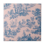 Carreau French toile de jouy bleu et rose élégant<br><div class="desc">Français toile de jouy rose et blanc.</div>