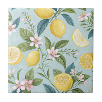 Carreau Fresh Lemon Floral Botanical Pattern 