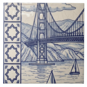 Carreau Fresque azulejo de San Francisco 3 sur 6 milieu ga