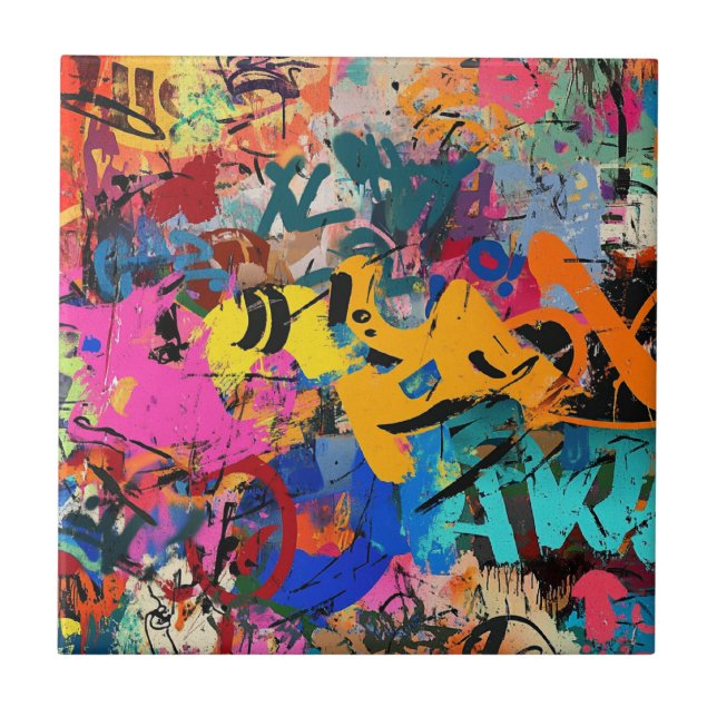 Carreau Fresque de street art expressive aux couleurs urba (Devant)
