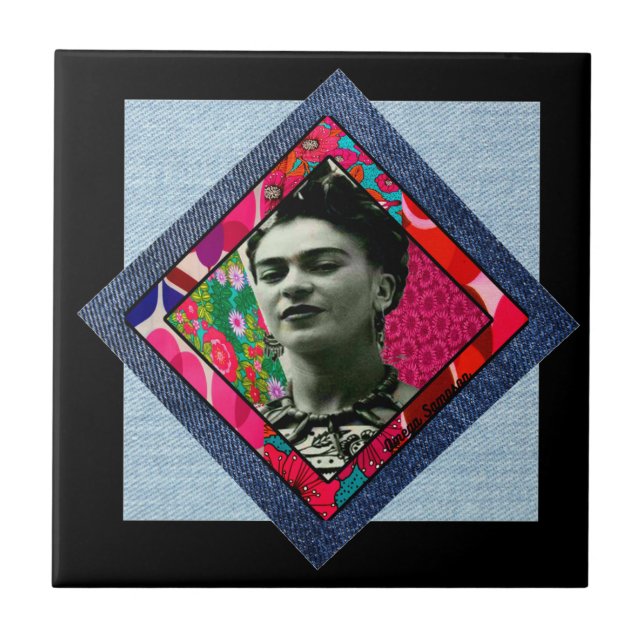 Carreau Frida Kahlo Retro Pink Denim (Devant)