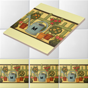 Carreau Frieze de plantes en pot de jardin de style Arts &
