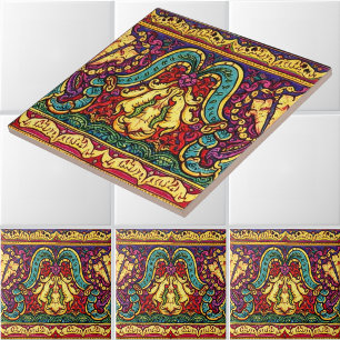 Carreau Fris de feuillage Art nouveau vintage par Walter C