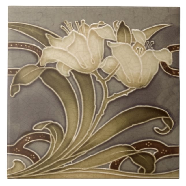 Carreau Frontière Art Nouveau Lillies (Neutres) de Repro M (Devant)