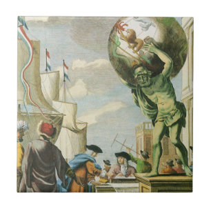 Carreau Frontispice d'atlas d'époque baroque Globe terrest
