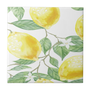 Carreau Fruit de citron de jaune de vert de feuille de