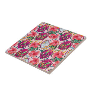 Carreau Fruit de dragon Floral Tropical Moderne Palmier Ve
