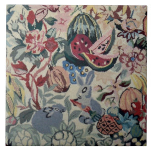 Carreau Fruit de lapin vintage Veggie Flower Rug 6" Carrea