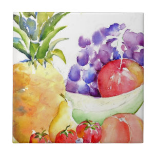 Carreau Fruit frais dans les aquarelles