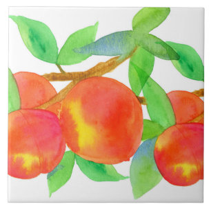 Carreau Fruits d'aquarelle frais de pêches