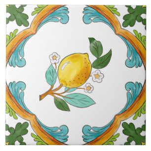 Carreau Fruits en majolique italienne