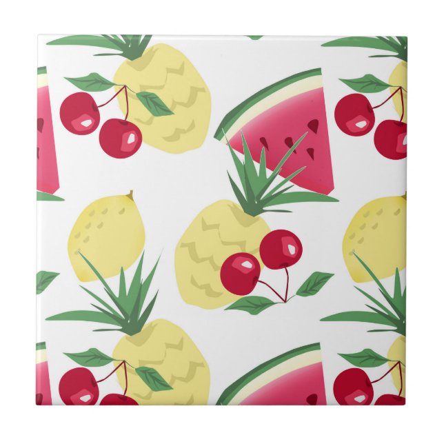 Carreau Fruits et baies vitrés sur blanc. (Devant)