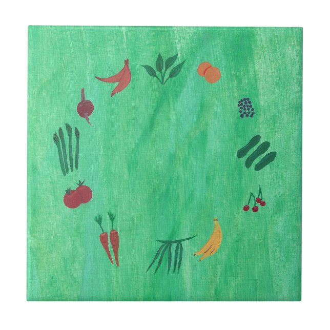Carreau Fruits et légumes colorés Trivets (Devant)