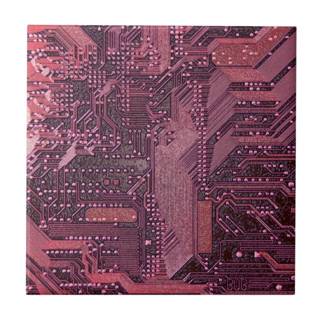 Carreau Fuchsia Cyber Circuit Board Tech Art Electronique (Devant)