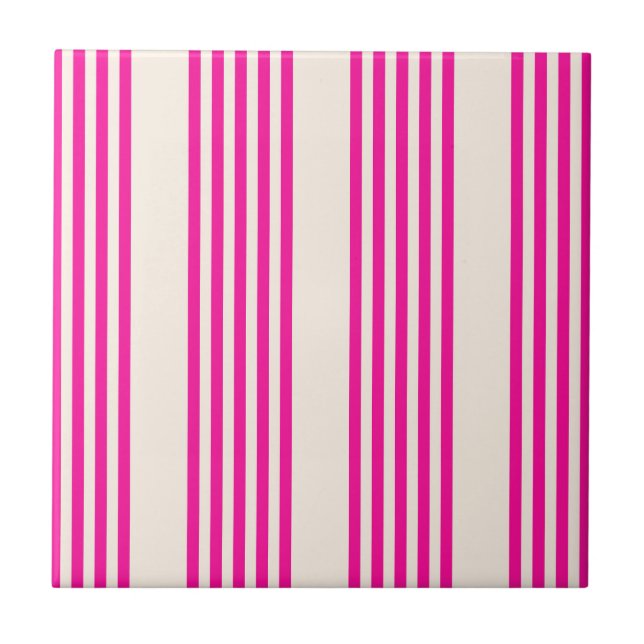 Carreau Fuchsia et beige cinq rayures motif (Devant)