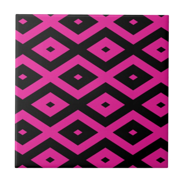 Carreau Fuchsia et motif de diamants noirs (Devant)