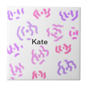 Carreau Fuchsia floral aquarelle ajouter nom texte moderne