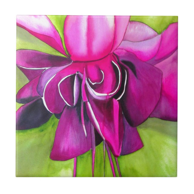 Carreau Fuchsia pop art watercolour flower (Devant)