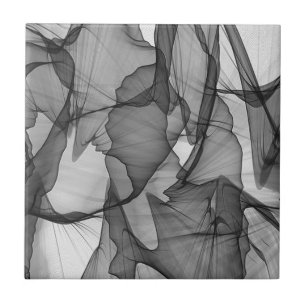 Carreau Fumée Abstraite noire et blanche Gris de charbon d