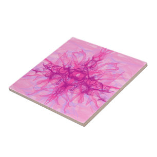 Carreau FUMÉE ROSE - Art fractal moderne et abstrait -