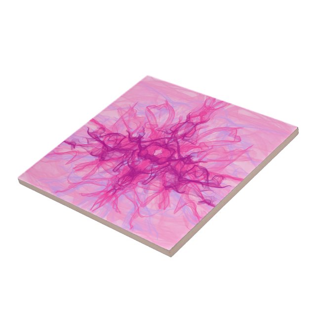 Carreau FUMÉE ROSE - Art fractal moderne et abstrait - (Côté)