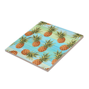 Carreau Fun Ananas Fruit Motif Aquarelle Art Stripes