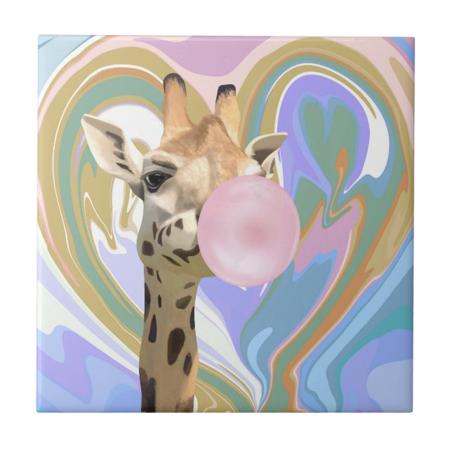 Carreau Fun Bubblegum soufflant Giraffe Liquide Swirl Bleu (Devant)