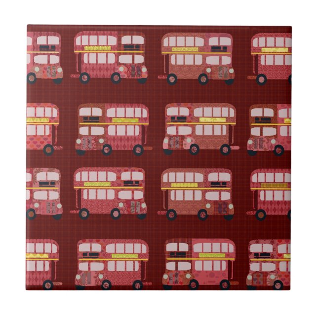 Carreau Fun London Double Decker Bus Cartoon Motif (Devant)