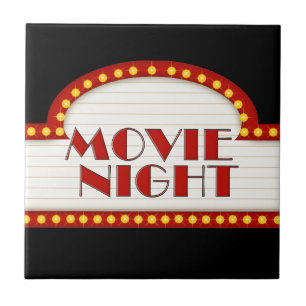 Carreau Fun Movie Night word art Théâtre salle de tuile