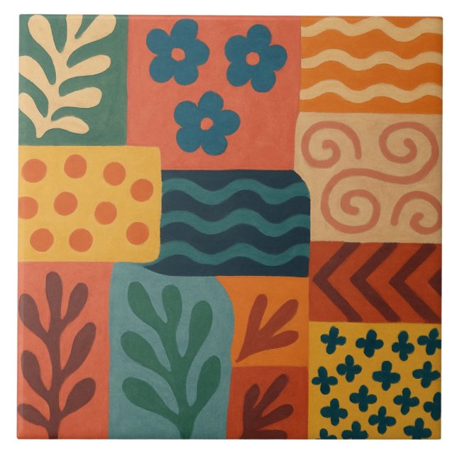 Carreau Fun Retro Garden Collage Motif Motif (Devant)