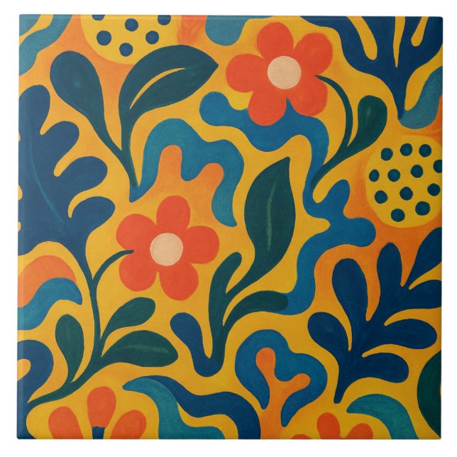 Carreau Fun Retro Garden Collage Motif Motif (Devant)