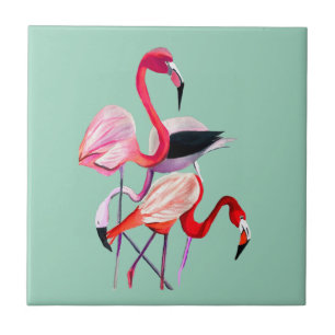 Carreau Fun rose flamingo aquarelle illustration
