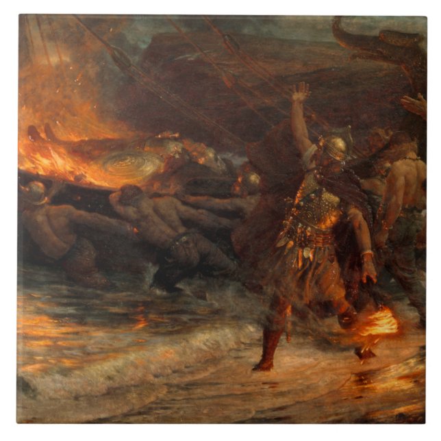 Carreau Funérailles d'un viking (par Frank Dicksee) (Devant)