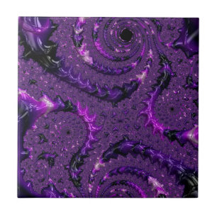 Carreau Funky Bold Boho Purple Digital Abstrait Fractal