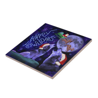 Carreau Funky Christmas Wolf Howlidays Pun Humorisful