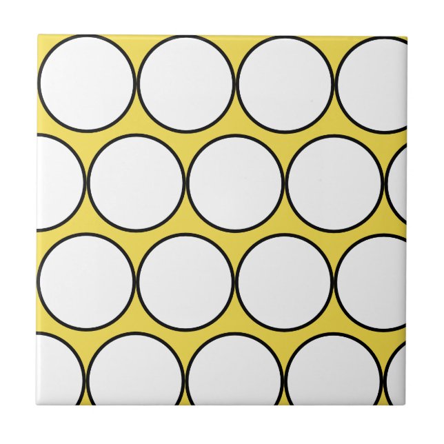 Carreau Funky Happy Cercles Noirs Blancs Polka Dot (Devant)