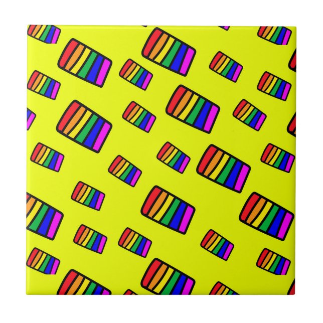 Carreau Funky Neon Rainbow Block Motif (Devant)