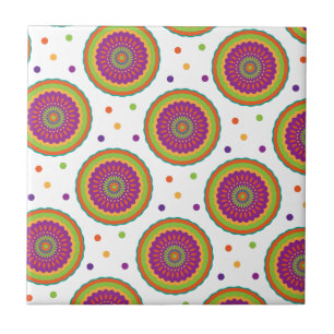 Carreau Funky Retro Style Flower et Spot Motif