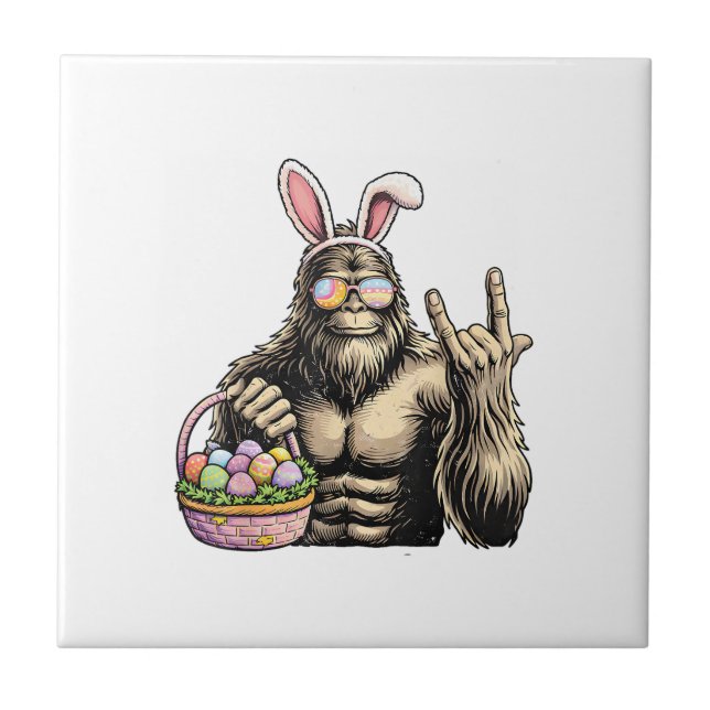 Carreau Funny Bigfoot Easter Egg Rock Sasquatch Easter Day (Devant)