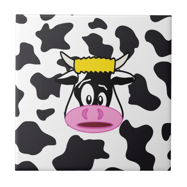 Carreau Funny Crazy Cow Bull sur Dairy Cow Imprimer Motif (Devant)