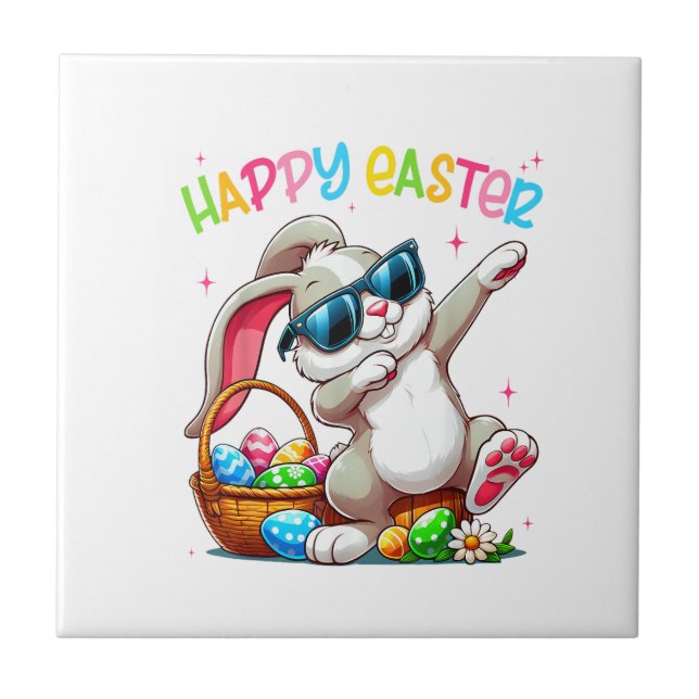 Carreau Funny Dabbing Bunny Easter Happy Easter for Boys G (Devant)