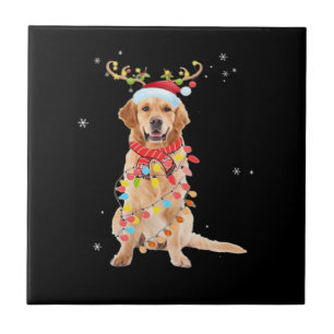 Carreau Funny Golden Retriever Christmas Tree Santa Renne