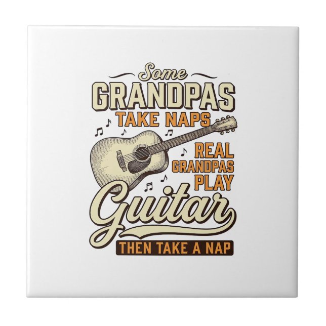 Carreau Funny Grandpa Guitar Vintage Engraving Shirt Desig (Devant)